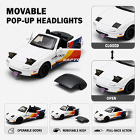 Voiture de sport MX-5 en métal moulé sous pression, modèle réduit OEM YZMODEL à l'échelle 1/36, cabriolet à rétrofriction avec phares escamotables, certifiée CE, cadeau pour enfants