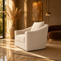 Fauteuil inclinable artisanal élégant avec dossier abrié 360 ° Fauteuil de salon avec base pivotante intégrée pour villa haut de gamme
