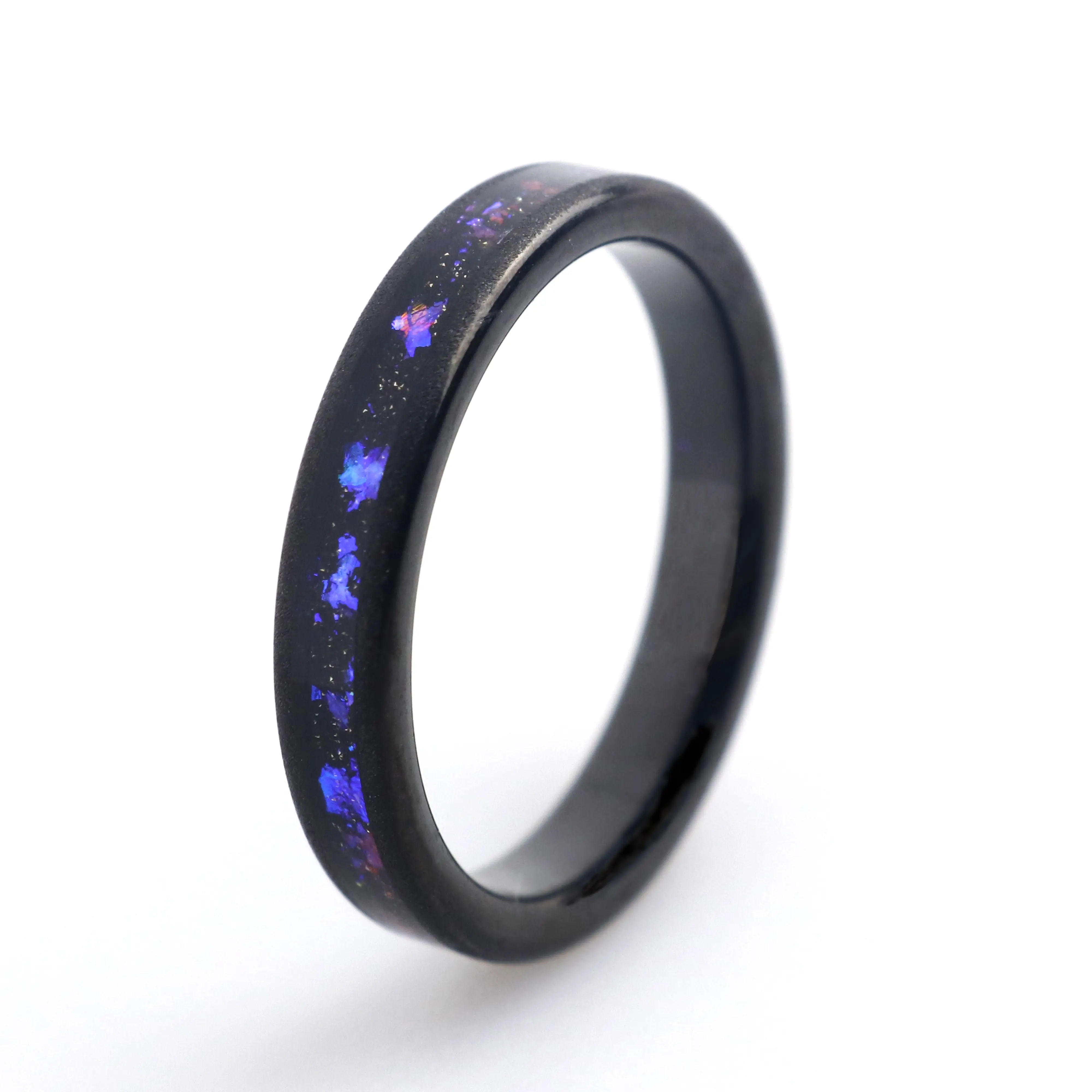 Poya Couple Wedding Engagement Band 4mm 8mm Blue Sandstone Tungsten Ring