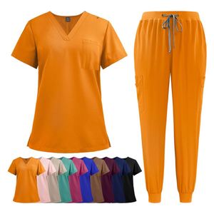 Custom Logo Men Women Unisex Nurse Surgical Scrubs Suit <b>Doctor</b> Work Hospital Uniform <b>Set</b> Top Jogger Pants Scrubs Uniforms <b>Set</b> - Product Image 1