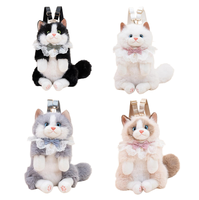 Sac à dos en peluche chat Ragdoll réaliste avec bretelles réglables, sac à bandoulière mignon de simulation, cadeau de fête pour filles et amies, vente en gros