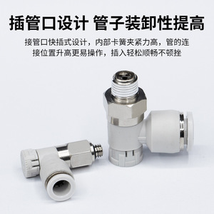 PTL6-M5/-01 Pneumatic Air Hose Connector 1/4 In External <b>Thread</b> Push <b>Lock</b> Type Control Valve For Gas Normal Temperature - Product Image 5