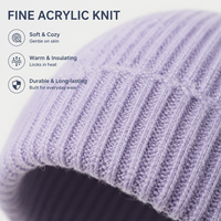 Casquette unisexe en tricot côtelé lavande, résistante au vent, 100 % acrylique, pour une sensation douce, usage quotidien décontracté et extérieur – Grande Vente