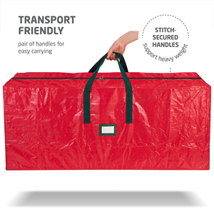 Whose Zipper Durable Handles PE Woven Red Storage <b>Bag</b> Oxford for 7.5 9 ft Christmas Tree - Product Image 3