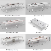 HYZ-275X Table de conférence moderne minimaliste en acier écologique de qualité E0, design rectangulaire long, prises personnalisables, ignifuge