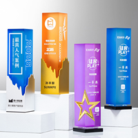 Trophée carré en verre dépoli simple avec logo gravé au laser en forme de diamant, pour le prix du meilleur employé annuel de l'entreprise