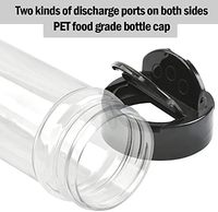 Bouteille shaker en plastique PET de qualité alimentaire écologique de 100 ml, durable, transparente, avec couvercle à clapet, 3 couleurs disponibles