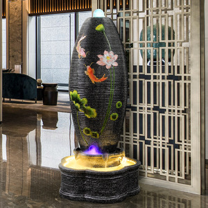 Fontaine d'eau coulante de style européen avec rétroéclairage, ornement décoratif sur pied pour salon, bureau, Feng Shui - Product Image 2
