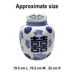 Bình sứ hạnh phúc đôi màu xanh và trắng - Đồ trang trí đám cưới truyền thống Trung Quốc/Chậu trang trí phong cách Trung Hoa - Product Image 2