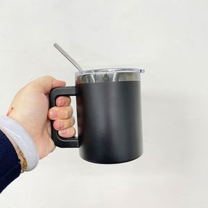 25pack Custom logo Magnetic <b>Sliding</b> Lid Powder Coated Black Plated 10oz Stainless Coffee Mug with Removable <b>Plastic</b> Handle - Product Image 4