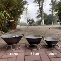 Barbecue portable en gros, foyer extérieur rond, gril de camping en métal, brasero à charbon de bois pour pique-nique