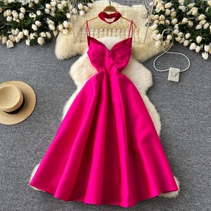 Vestido Maxi de Lujo con Cuello Halter y Línea A, Estilo Socialité Francesa, con Pompones y Sujetador Incorporado, para Mujer, Vintage, a Precio Competitivo - Product Image 5