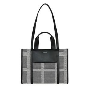 Sac fourre-tout en coton robuste de 40 L – Design à carreaux personnalisable, poignées noires durables pour un usage quotidien - Product Image 1