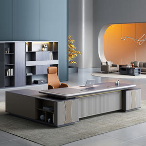 โต๊ะทำงานคอมพิวเตอร์2.8ม. พร้อมแผงด้านหน้าทำจากหนัง PU รายละเอียดเฟอร์นิเจอร์สำนักงาน - Product Image 1