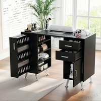Meubles de salon durables, table de manucure multifonctionnelle, table à ongles de haute qualité, étagère à vernis à ongles noire, table avec tiroirs