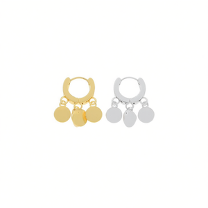 Orecchini a Cerchio Angelina con Tre Dischi Rotondi Placcati Oro e Argento, Design Minimalista per Uso Quotidiano 46603 - Product Image 4