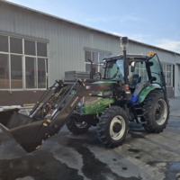Traktor 120HP Laris Manis, Traktor Kebun Roda dengan Loader Depan, Backhoe, Bajak, dan Trailer