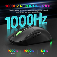 Ratón Inalámbrico para Juegos T-WOLF X5 de Tres Modos, Conexión 2.4G+BT+USB-C, DPI 12800, Programación de Macros con Teclas Personalizables para PC