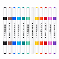Marqueurs de peinture acrylique effaçables à double pointe (12, 24, 36, 48 couleurs) avec pinceaux et pointes rondes pour bois, céramique, verre, peinture sur peau