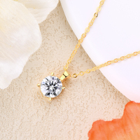 1ct 2ct 3ct D Moissanite Пасьянс ожерелье с подвеской позолоченный оригинальный настоящий 925 Серебряная цепочка Ювелирные изделия для женщин