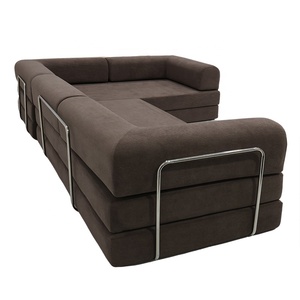 Canapé-lit convertible moderne en velours, trois places, pliable, modulaire, confortable, rembourré en éponge, pour salon - Product Image 4