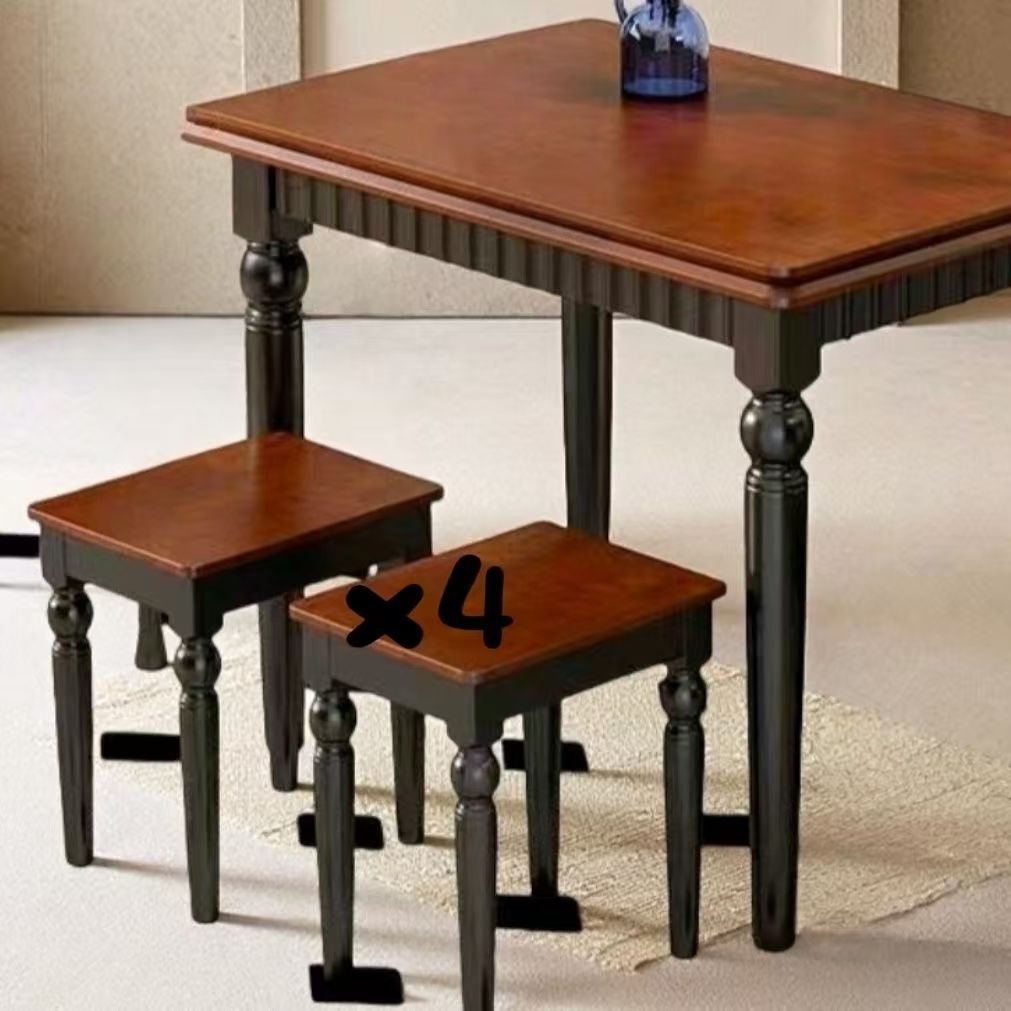 [1 table, 4 tabourets] Détails de style et de couleur à préciser.