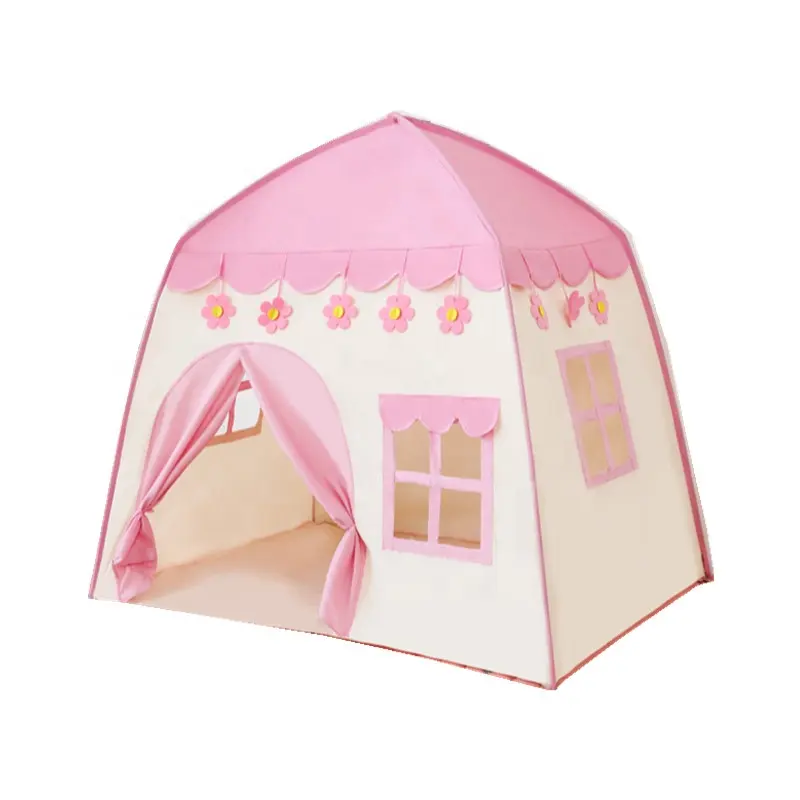 गर्म बिक्री स्टॉक में लड़कियों गुलाबी फूल हाउस तम्बू बच्चों इनडोर और आउटडोर खेल खेल बच्चों के खेलने के लिए तम्बू लड़कियों
