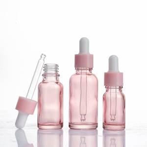 Flacon compte-gouttes en verre rose portable de 10 ml, 20 ml, 30 ml avec bouchon en plastique blanc, rechargeable, idéal pour les voyages - Product Image 1