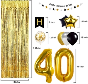 Bannière de joyeux anniversaire, ballons avec nombres, noir et or, 1 pièce, décoration pour fête, pour anniversaire - Product Image 2