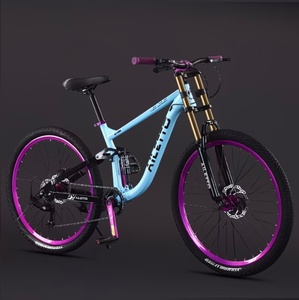 26 27,5 Zoll Blaue Kohlenstoffstahl 8 9 Gang Doppelschulter-Vordergabel Mountainbike Offroad Hydraulische Scheibenbremse Fahrrad - Product Image 1