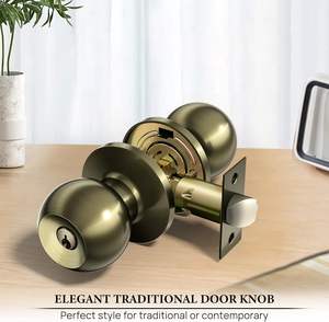 Poignée de <span class=keywords><strong>porte</strong></span> sécurisée, serrure de <span class=keywords><strong>porte</strong></span> d'entrée, fonctionnement à clé, acier inoxydable, bouton de 65 mm/75 mm, finition brossée, installation facile - Product Image 4