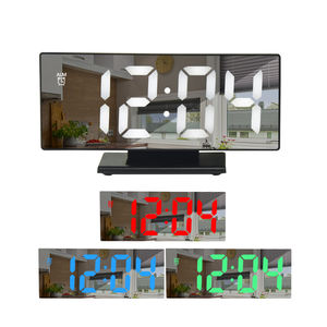 EMAF 홈 데코 시간 날짜 달력 대형 디스플레이 책상 테이블 시계 디지털 데스크탑 LED 거울 알람 시계 온도 - Product Image 3