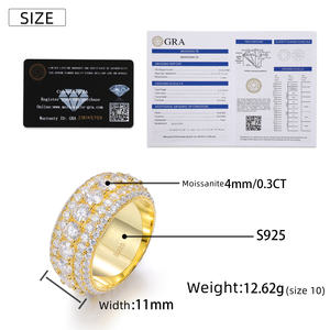 Luxury 5 Rows <strong>Moissanite</strong> <strong>Ring</strong> Pass Diamond Tester 925 Sterling Silver Shiny Fashion Jewelry <strong>Rings</strong> <strong>Moissanite</strong> <strong>Ring</strong> <strong>Men</strong> - Product Image 6