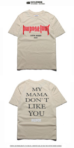 T-Shirt Oversize in Cotone Pesante da Uomo, Maglietta Justin Bieber Hip-Hop PURPOSE TOUR in Vendita - Product Image 6