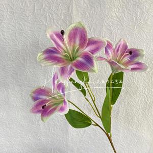Monet's Garden <b>Silk</b> Lily Artificial <b>Flower</b> Single Branch High Simulation Wedding Decoration Home Props - Product Image 1