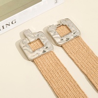 Vente en gros de ceintures lumineuses symétriques Lightcor avec boucle pour femmes ceinture tissée en paille ceinture large élastique en raphia pour femmes