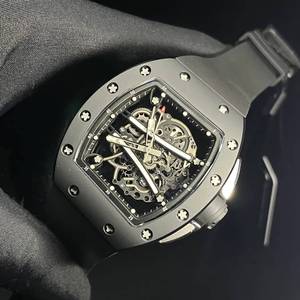 Reloj mecánico deportivo para hombre de alta calidad, moderno, con esfera hueca en forma de barril, de cerámica 6101. - Product Image 3