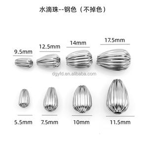 Cuentas espaciadoras acanaladas de acero inoxidable chapadas en oro de 18K, cuentas tipo semilla de melón, resistentes al deslustre, <span class=keywords><strong>para</strong></span> fabricación de joyas DIY, venta al por mayor - Product Image 4