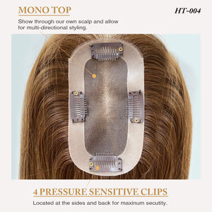Toppers de Cabello Humano Listos para Enviar, Base Mono 3*5.5 con Línea de Cabello Natural, Topper Mono de Cabello Humano Virgen Europeo para Mujeres - Product Image 3