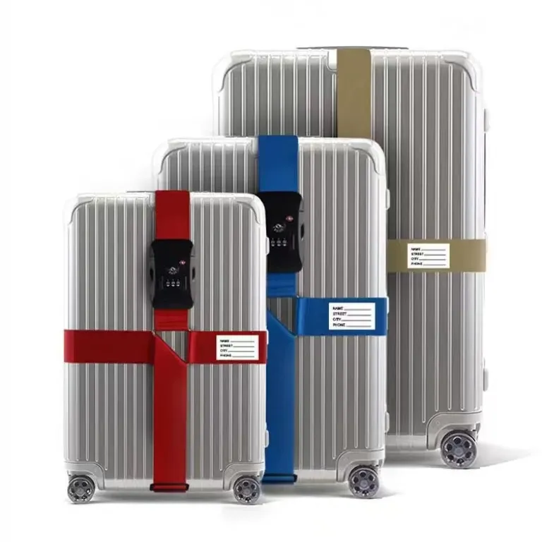 TSA kilit toka dokuma naylon PP Polyester bavul seyahat bagaj kemer kayışı ile özel yüceltilmiş baskı logosu gökkuşağı