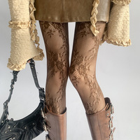 Collants en nylon ajourés style sirène, dentelle française jacquard, motif floral fin, sexy, rétro millennial, audacieux, femme fatale