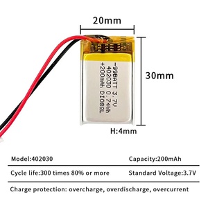 10 Piezas de Batería de Polímero de Litio 402030 042030 200mAh 3.7V 4/20/30mm para Auriculares Inalámbricos, Pulsera Inteligente, Cámara <span class=keywords><strong>Web</strong></span> - Product Image 2
