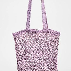 Bolso de playa de punto de ganchillo personalizado para mujer, tipo pescador, de malla, portátil, de un solo hombro, de rafia, para invierno, primavera y verano - Product Image 2