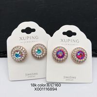 Boucles d'oreilles clous tendance pour femmes XUPING Jewelry Jingjing, motif fleur, nœud papillon, pierres colorées, vente en gros