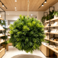 Boule de sapin artificielle verte à suspendre, plante artificielle sphérique, boule de topiaire avec corde pour la décoration de magasins, cafés, plafonds et maisons