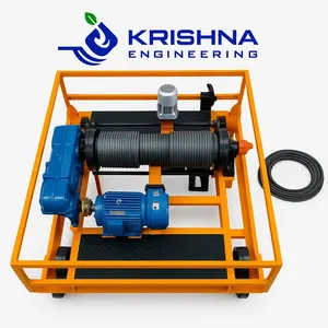 KRISHNA ENGINEERING Electric Wire Rope <b>Hoist</b> 20 Ton Capacity Remote Control Ground Operation Orange Steel Industrial - Product Image 1