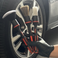 JYM-H17 Brosse de detailing automobile multi-usages en PP orange, Guangdong, lot de trois, pour nettoyage en profondeur intérieur/extérieur, fibres mixtes douces