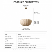 Lampe suspendue en tissu plissé en forme de citrouille pour cérémonie de mariage, fête d'automne, décoration de la maison