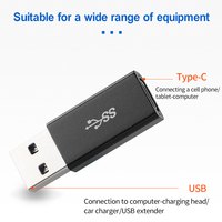 ULT-unite Adaptor USB 3.0 Tipe A ke Tipe C Berkualitas Tinggi 10Gbps, Konverter Adaptor USB A Male ke USB C Female