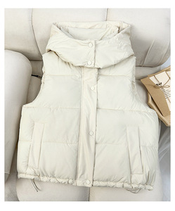 Sombrero desmontable chaleco para mujer 2024 nueva versión coreana Chaqueta de algodón con capucha y Chaqueta corta de algodón - Product Image 3